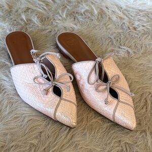 Malone Souliers Pink Snakeskin Women's Mules luxury